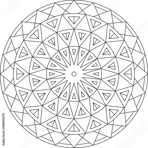 Abstract mandala with geometric pattern design. Perfect circular coloring game for relaxing, art therapy, and mindfulness digital detox.
Easy Coloring Pages for Adults. #823
