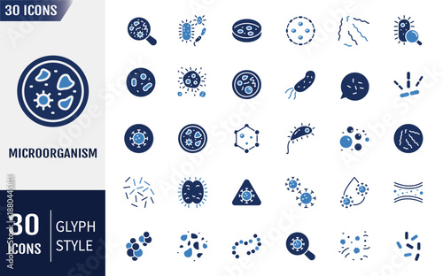 Microorganism icon set. Vector illustration