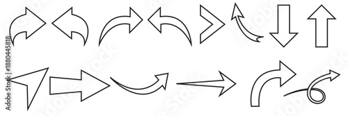  Arrow Direction Icons Collection. Large set of red directional arrow icons in various styles, ideal for navigation, interface design, infographics, and visual guidance concepts.

