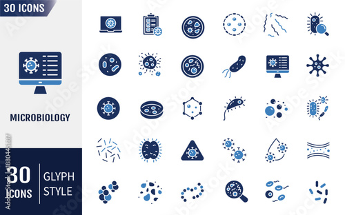 Microbiology icon set. Vector illustration