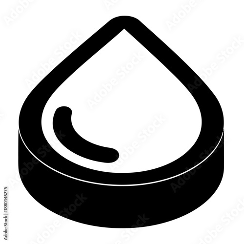 Minimal Black and White Water Drop Icon in Flat Vector Style Isolated on White Background