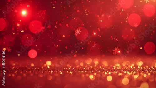 Celebratory Scene with Sparkling Lights and Ornaments Viewed from a Festive Perspective