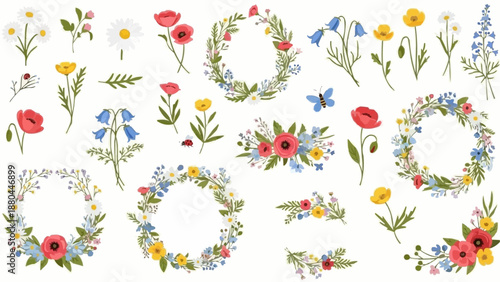 Collection of Spring Flowers and Wreaths.