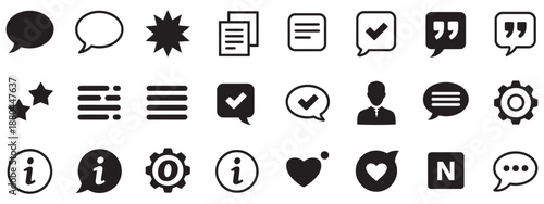 Approved, checkmark box and social media message, chat and quote vector icons, speech bubble, check mark, comment symbols, editable, isolated, modern line art
