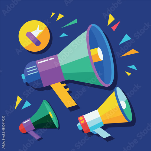 megaphone illustration with bright colors