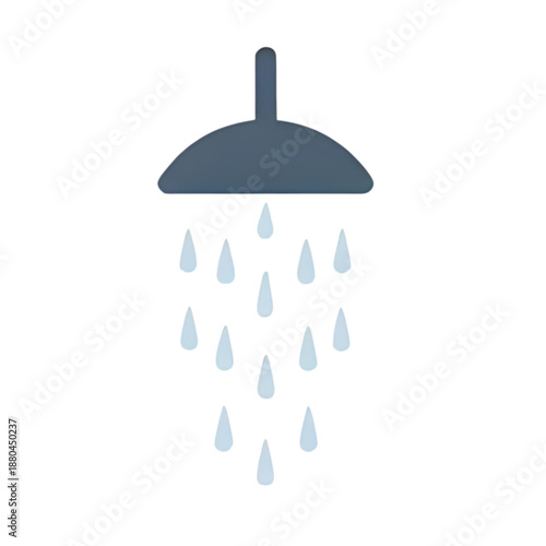 Water droplets falling from a shower head in a bathroom setting during a refreshing rinse