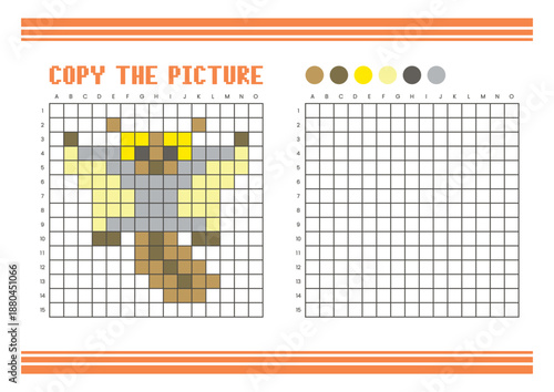 Copy the picture grid drawing worksheet for kids. Pixel art sugar glider