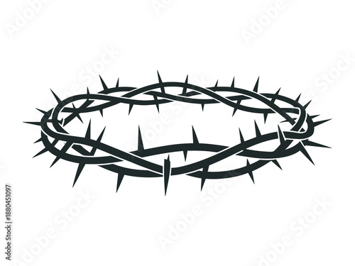 Crown of thorns simple line art, minimal vector illustration, linear religious symbol, Christian icon, editable outline, sacred design, isolated, decorative, spiritual, modern style