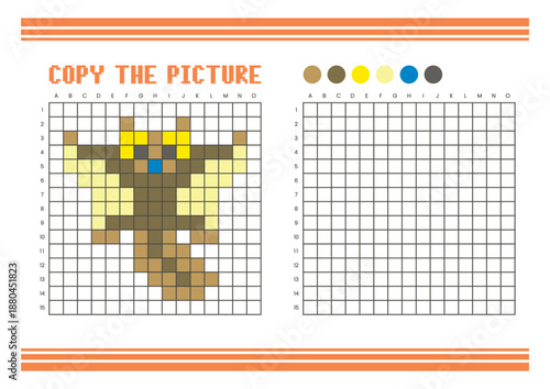 Copy the picture grid drawing worksheet for kids. Pixel art sugar glider