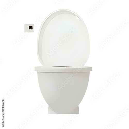 Toilet bowl with lid up and flush button on white background, viewed from the front, 402.svg reference