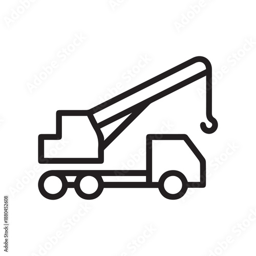Mobile, telescopic truck mounted crane line icon, outline vector sign, linear style pictogram isolated on white. Symbol, logo illustration. Editable stroke. Pixel perfect 