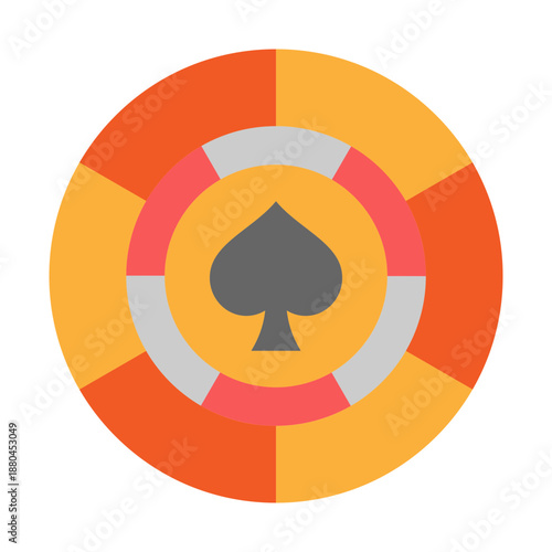 Single Poker Chip Vector Flat Icon Design