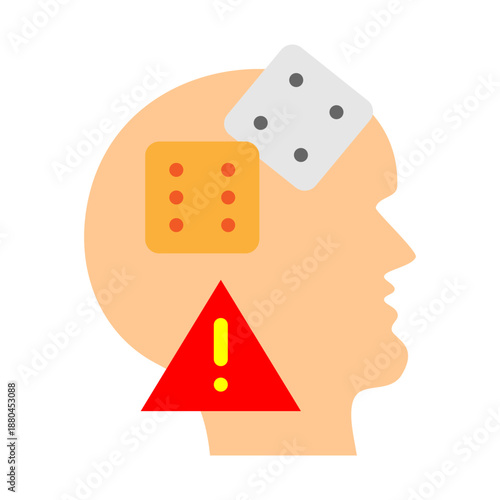 Gambling Addiction Warning Vector Flat Icon Design