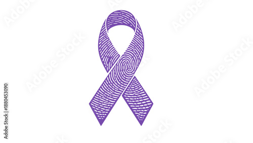 Awareness ribbon with human fingerprint texture for world cancer day Vector 