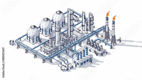 Industrial Oil Gas Refinery Plant Complex.