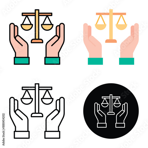 World Press freedom day vector icon, justice law balance with hand, Suitable For Mobile Apps, Web Apps And Print Media. Multiple Style Icons, 