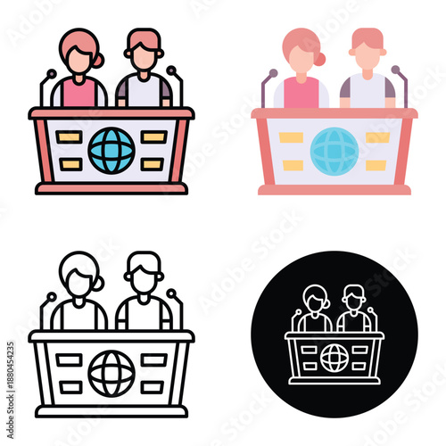 Press Conference Journalism Press Freedom Icon, Suitable For Mobile Apps, Web Apps And Print Media. Multiple Style Icons, 