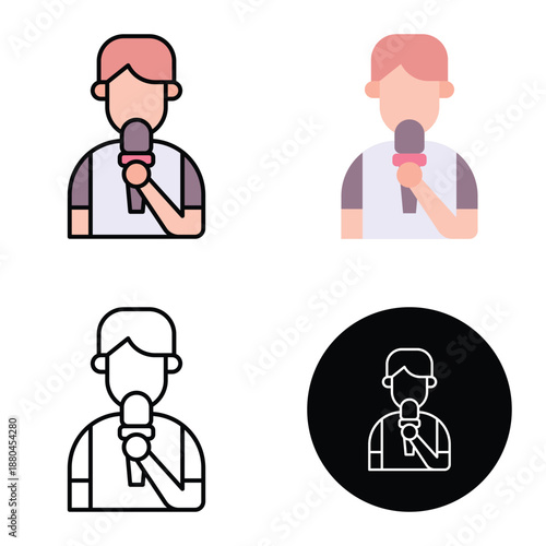 News Reporter Press Freedom Day Icon, Suitable For Mobile Apps, Web Apps And Print Media. Multiple Style Icons, 