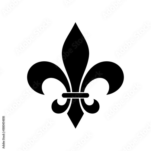 A striking black and white image featuring a stylized fleur de lis symbol