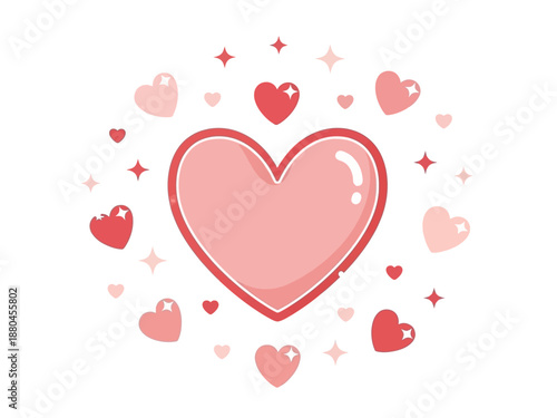 Pink Heart with Sparkles and Hearts Around it