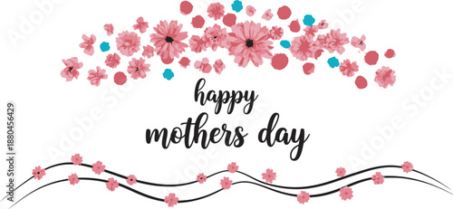 Happy mother's day wishes greeting card with beautiful floral design and decorative text