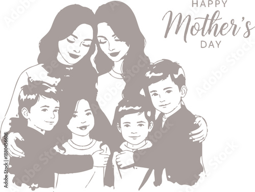 Happy mother's day family portrait a heartwarming tribute to mom