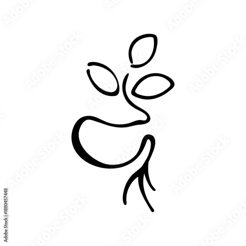 Seed plant icon on white background. Doodle. Hand drawn.