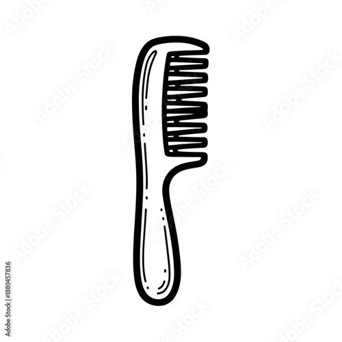 Hair Comb Hand Drawn Doodle Outline. Sketch Vector Line Art Icon for Barbershop, Beauty Salon, Grooming, and Haircare Accessories.