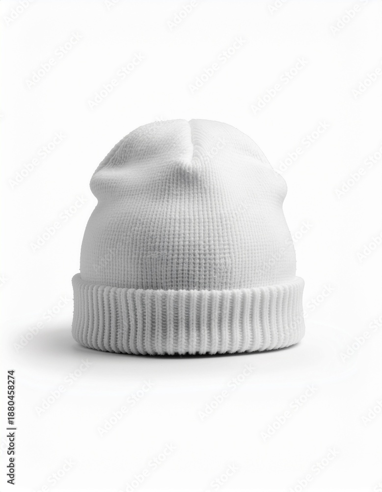 Fototapeta premium Wool hat mockup with blank design, isolated on white background, clean studio lightin