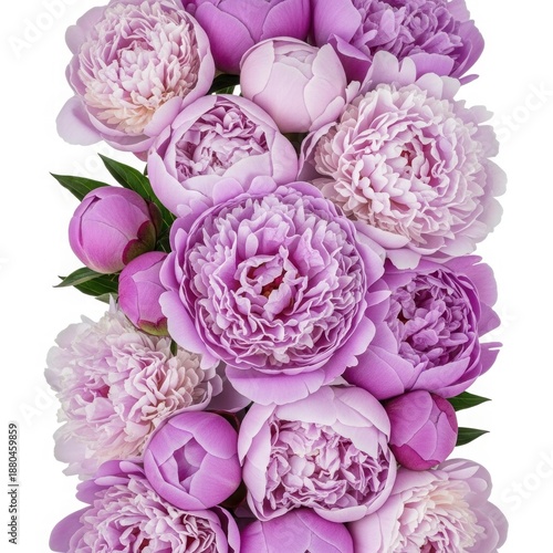 Peony's Regal Array: A close-up view unveils a majestic cluster of peonies, their soft petals blooming in various shades of lavender, promising the allure of spring's embrace.