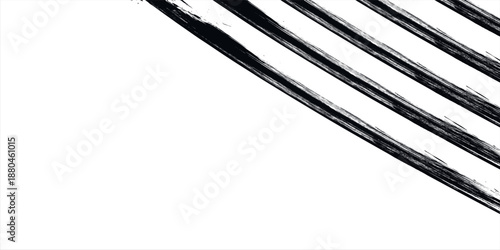 Dynamic diagonal grunge brush strokes in black on a clean white background This abstract design creates a modern and minimalist visual effect