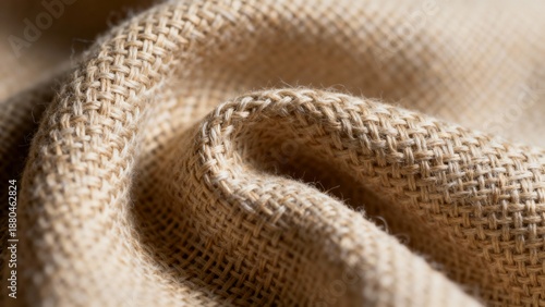 Macro Close-Up of Fabric Texture with Threads and Weave