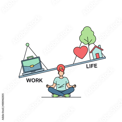 Man balancing work and life with meditation and harmony