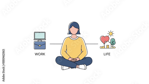 Woman balancing work and life with peaceful meditation