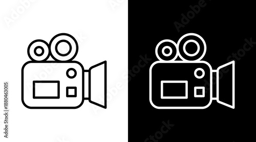 Camera White Icon Set Vector 