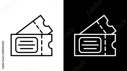 Ticket White Icon Set Vector 