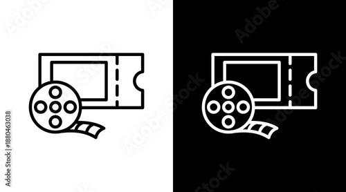 Ticket White Icon Set Vector 