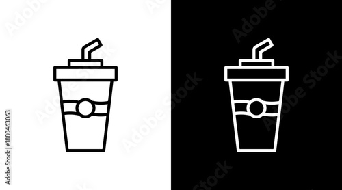 Paper Cup White Icon Set Vector 