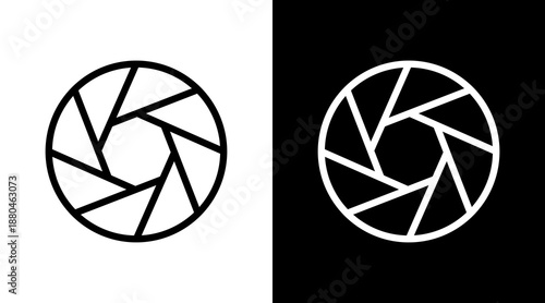 Lens White Icon Set Vector 