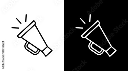 Megaphone White Icon Set Vector 