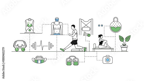 Fitness enthusiasts engaging in various exercise routines and activities