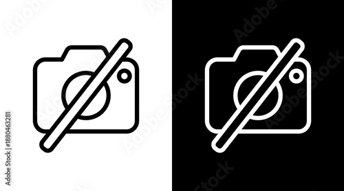 No Camera White Icon Set Vector 