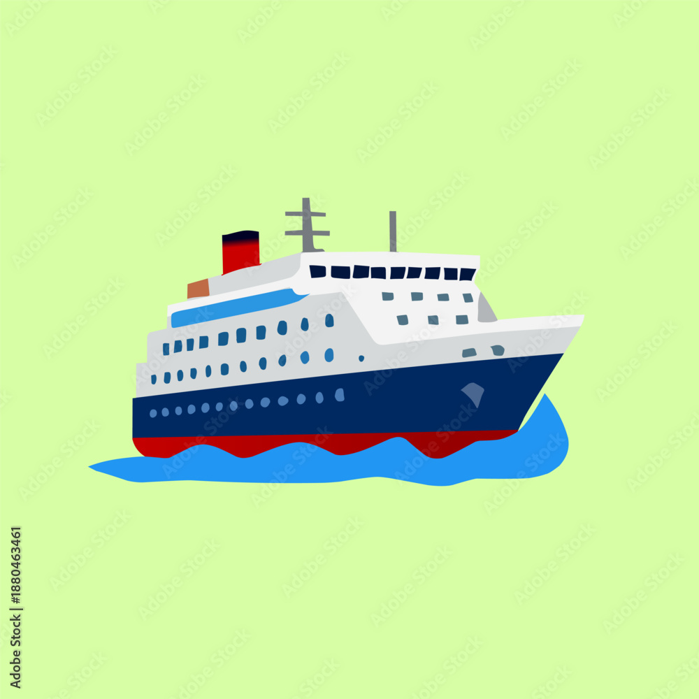 Obraz premium Ship in Flat Illustration Style for Sea Transportation Design