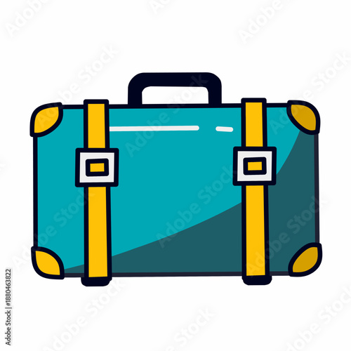 Travel Suitcase Icon in Flat Colorful Style for Luggage