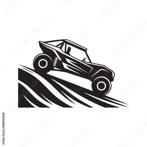 Side by Side UTV Off-Road Vehicle Climbing Hill Silhouette Illustration