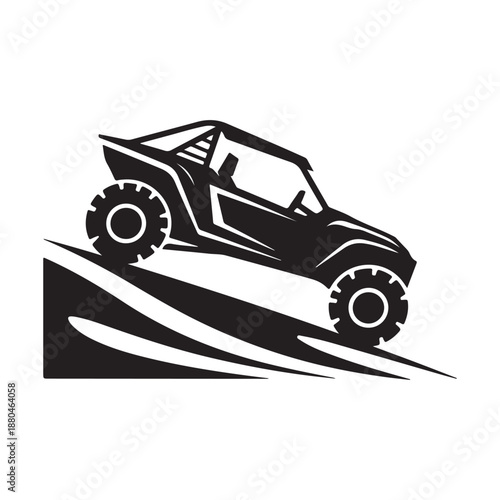 Off-Road Side by Side UTV Climbing Steep Terrain Graphic Silhouette