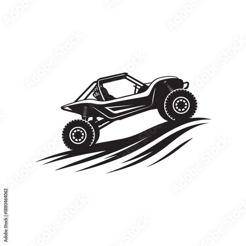 Desert Dune Buggy Side by Side UTV Jumping Off-Road Illustration
