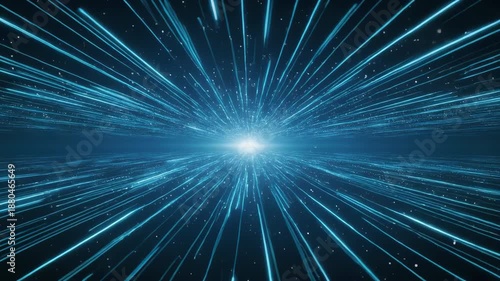 Abstract futuristic data tunnel with fast moving light streaks representing high speed data transfer, digital communication, and technology acceleration