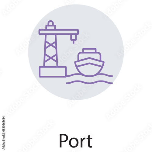 Port, Global Shipping Hub, Maritime Trade Center, Gateway of Commerce, vector