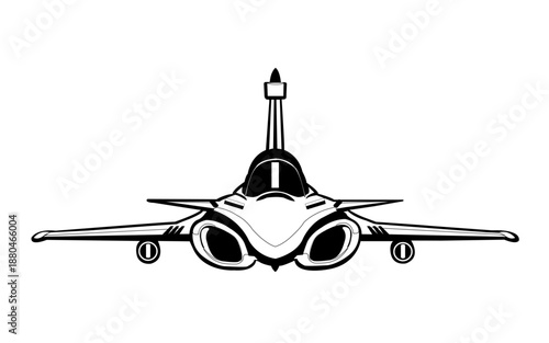 Front view line art illustration of Indian Air Force Rafale fighter jet